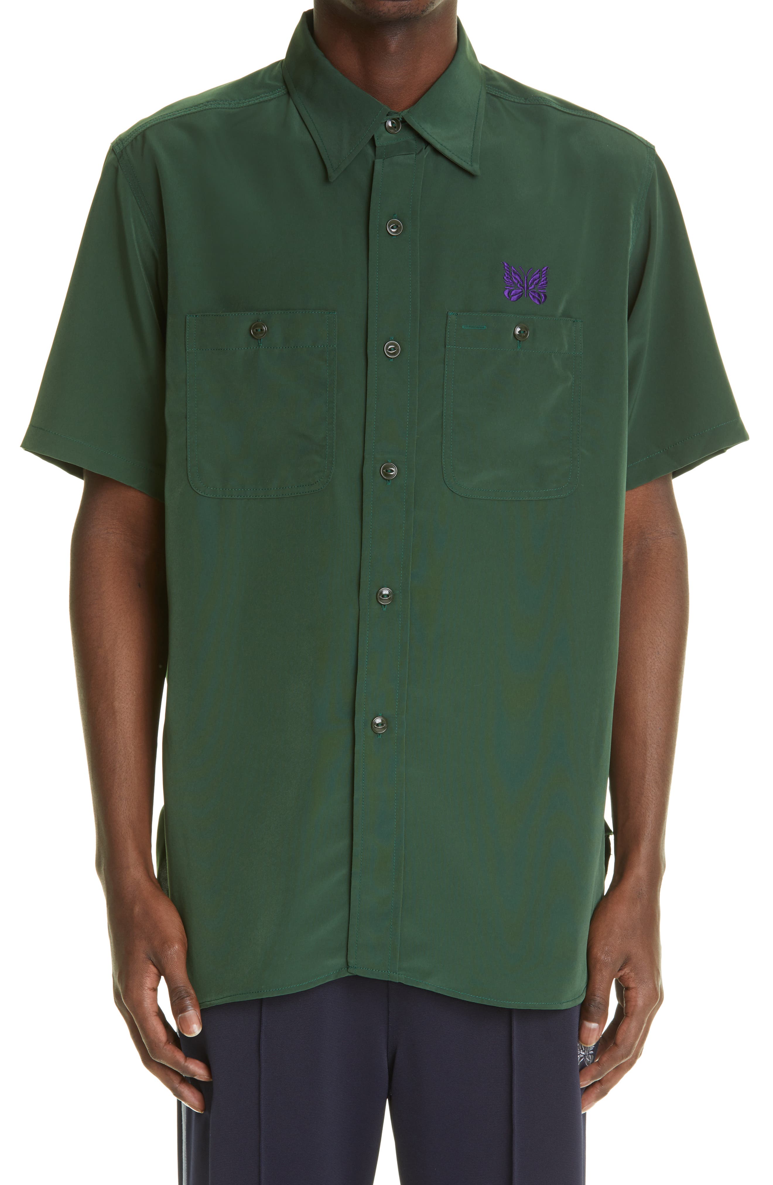 Needles Brown Satin Work Shirt | Smart Closet