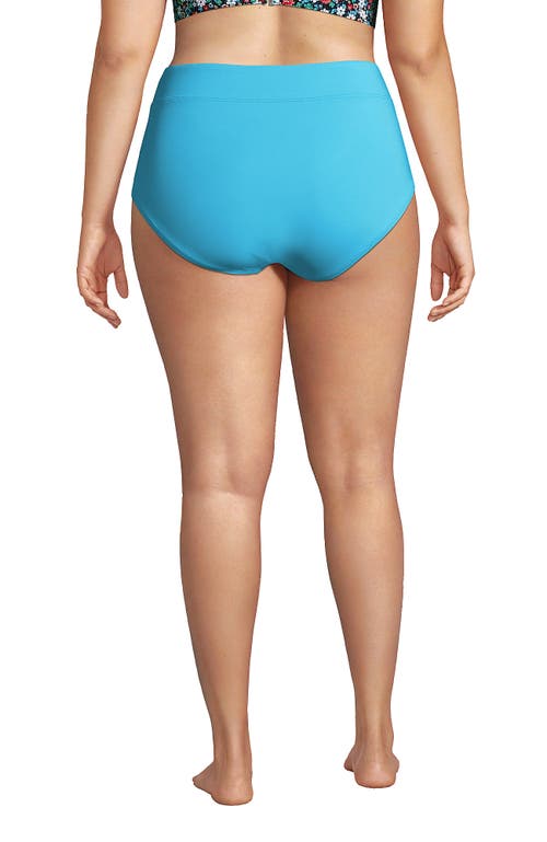 Shop Lands' End Plus Size Tummy Control High Waisted Bikini Swim Bottoms In Turquoise