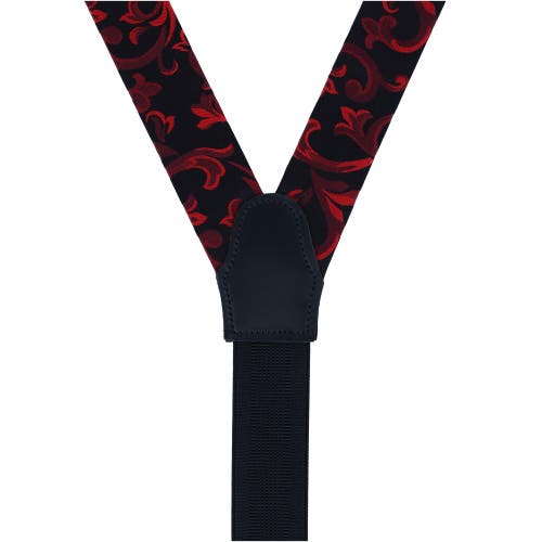 Trafalgar Christian The Romantic Brocade Silk Button End Suspenders In Red
