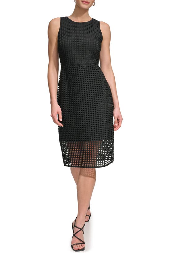 Shop Dkny Grid Sheath Dress In Black