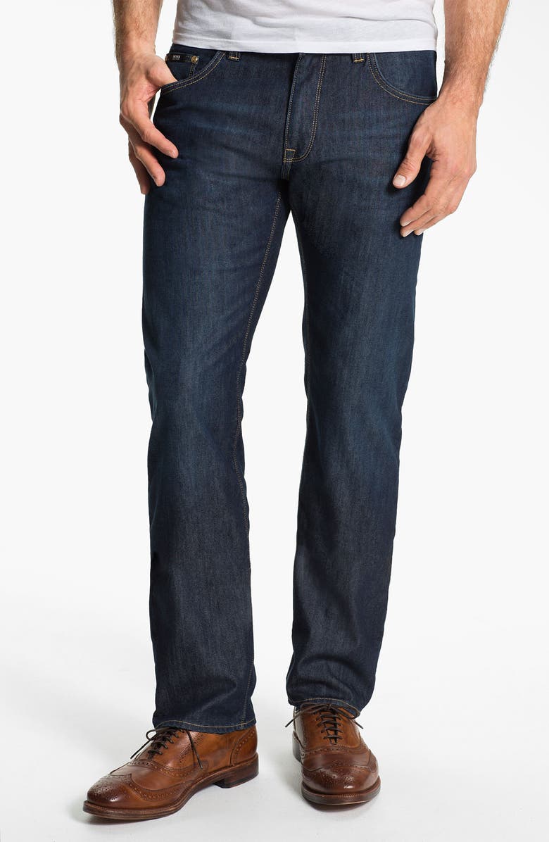 BOSS Black 'Maine' Straight Leg Jeans (Blue Flannel) | Nordstrom
