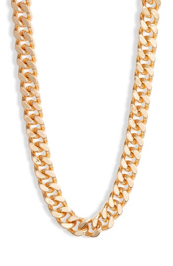 Shop Open Edit Large Flat Curb Chain Necklace In Gold- Rhodium