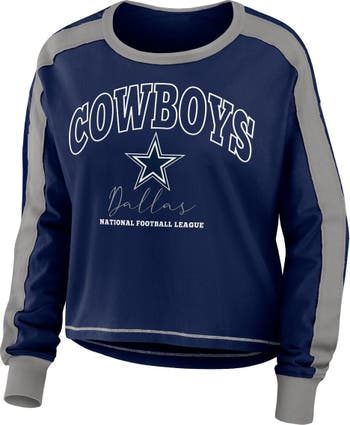 Women's Wear by Erin Andrews Navy Dallas Cowboys Prep Crew Sweatshirt Size: Small