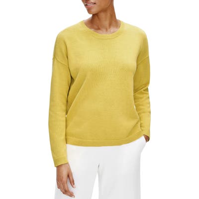 Eileen Fisher Boxy Organic Linen & Organic Cotton Sweater, Yellow