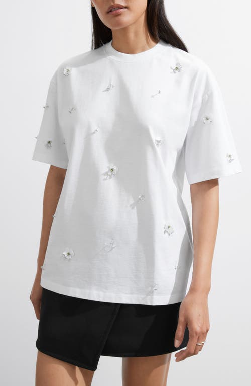 Shop & Other Stories Flower Appliqué Oversize T-shirt In White Light