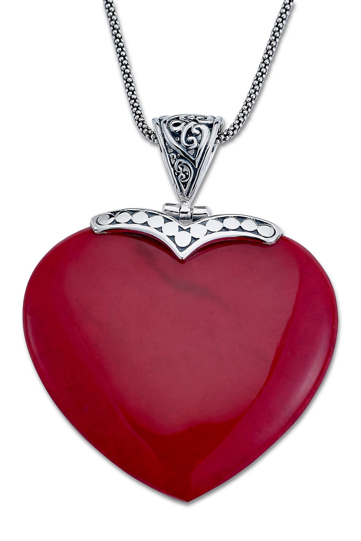 Samuel B Jewelry | Sterling Silver Coral Heart Pendant Necklace ...