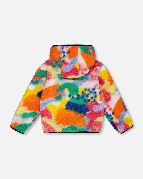 Shop Deux Par Deux Little Girl's Reversible Soft Fleece Jacket Multicolored In Printed Abstract Art