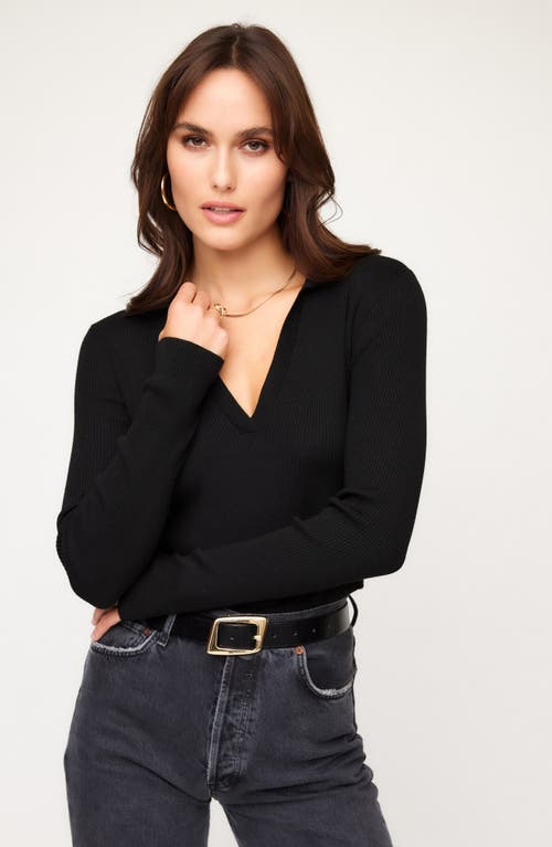 Shop Fifteen Twenty Rory Collar Rib Sweater In Black