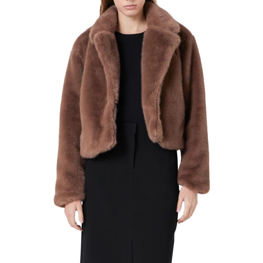 Endless Rose Faux Fur Button Coat in Taupe