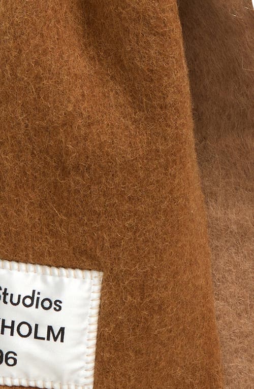 Shop Acne Studios Logo Label Alpaca & Wool Blend Fringe Scarf In Camel/beige