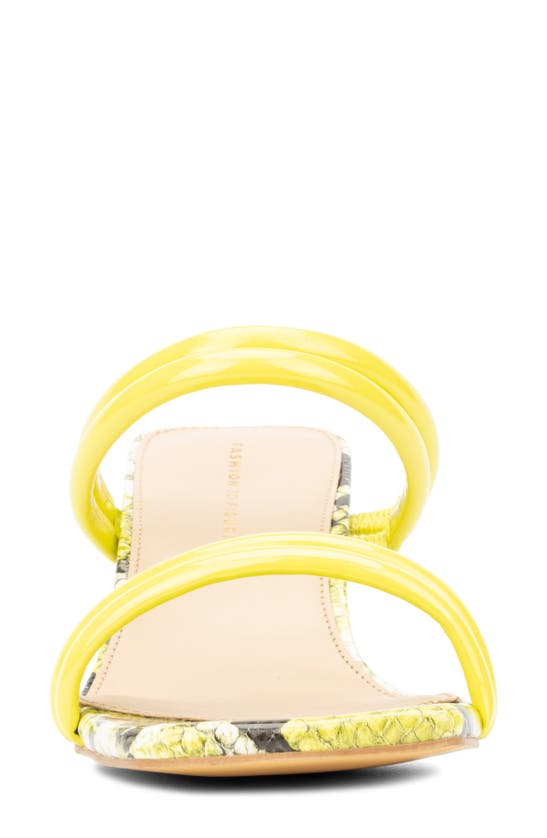 Fashion To Figure Lanna Snake Embossed Heeled Sandal In Yellow