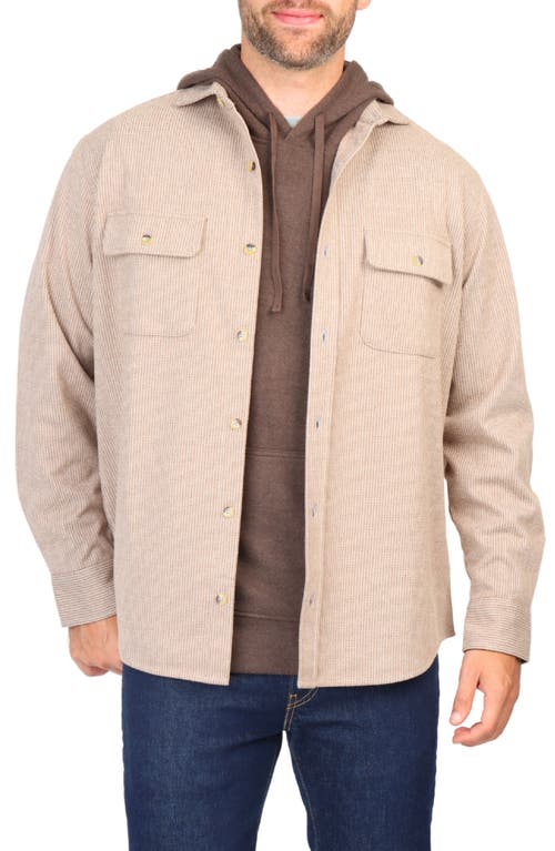 Tailorbyrd Houndstooth Faux Suede Button-up Shirt In Barley
