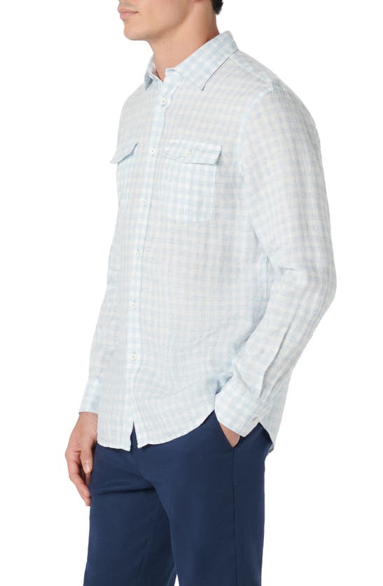 Shop Bugatchi Julian Linen Blend Shaped Fit Button-up Shirt In Sky