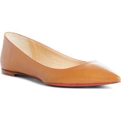 Christian Louboutin Ballalla Pointed Toe Flat, Brown