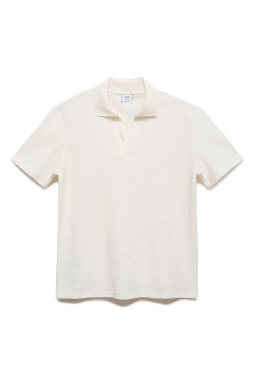 Shop Mango Textured Cotton Blend Polo In Ecru