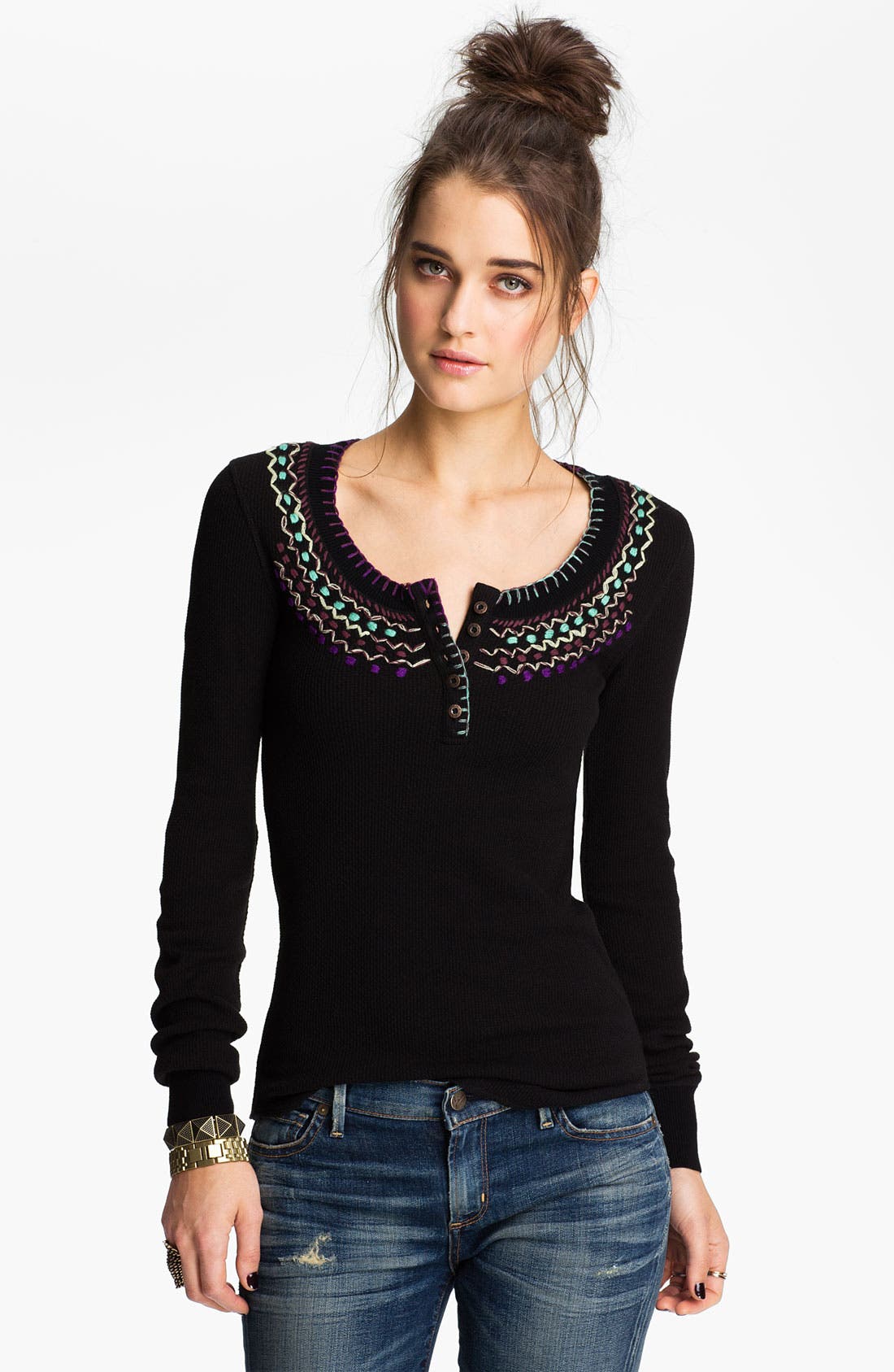 Free People Embroidered Henley Nordstrom