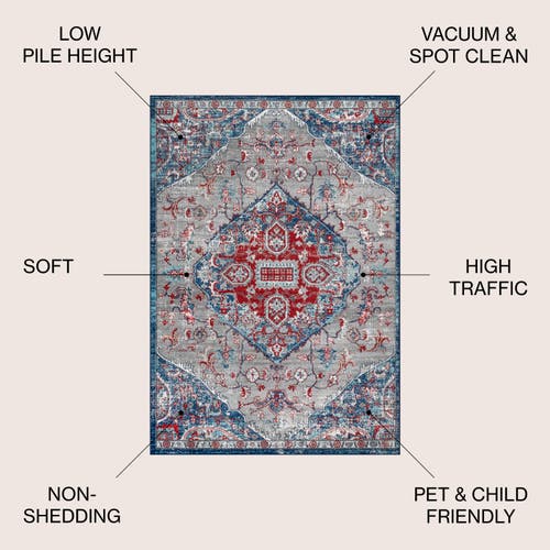 Jonathan Y Modern Persian Vintage Medallion Area Rug In Red/navy