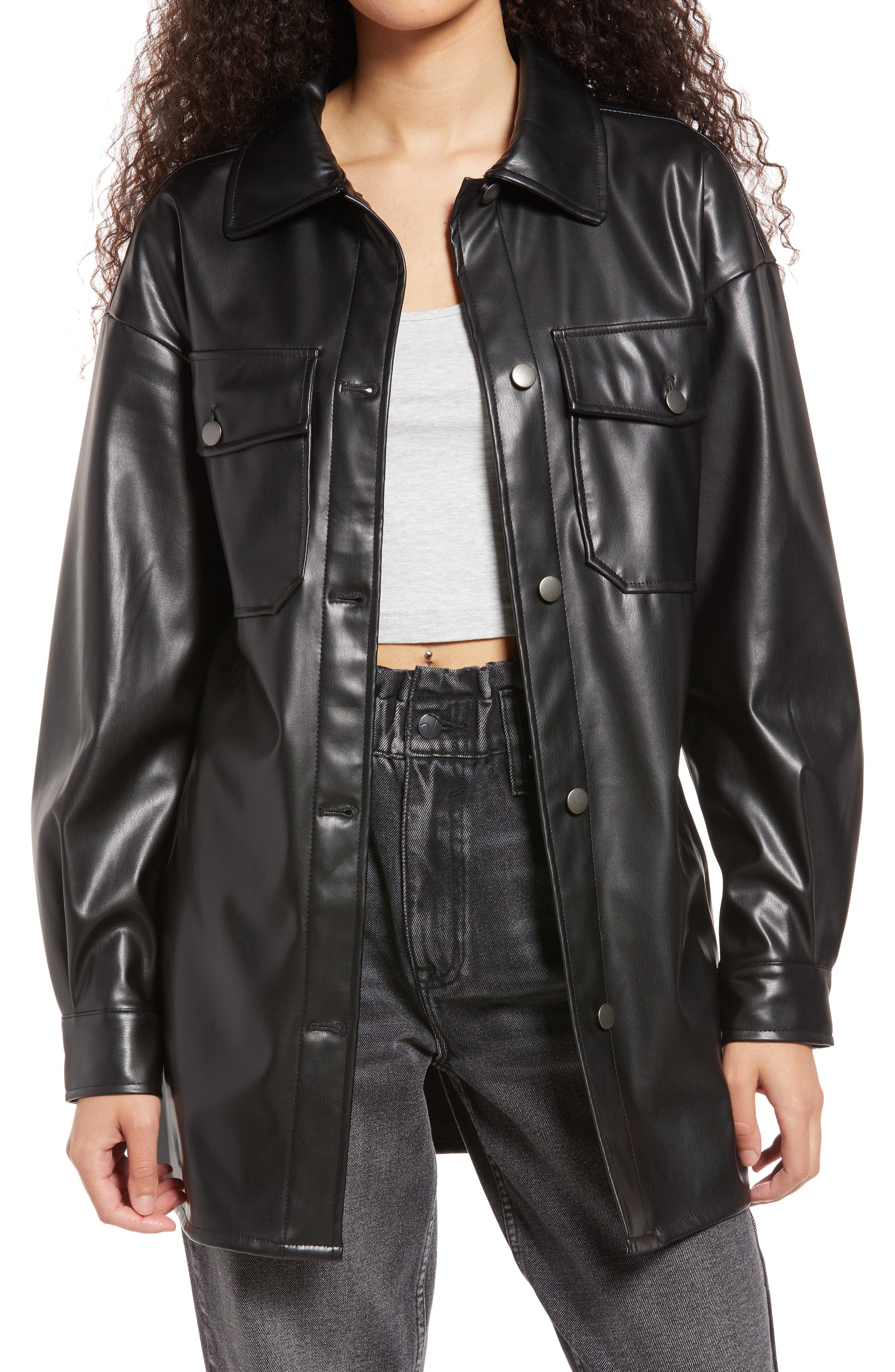 vigoss faux leather puffer jacket