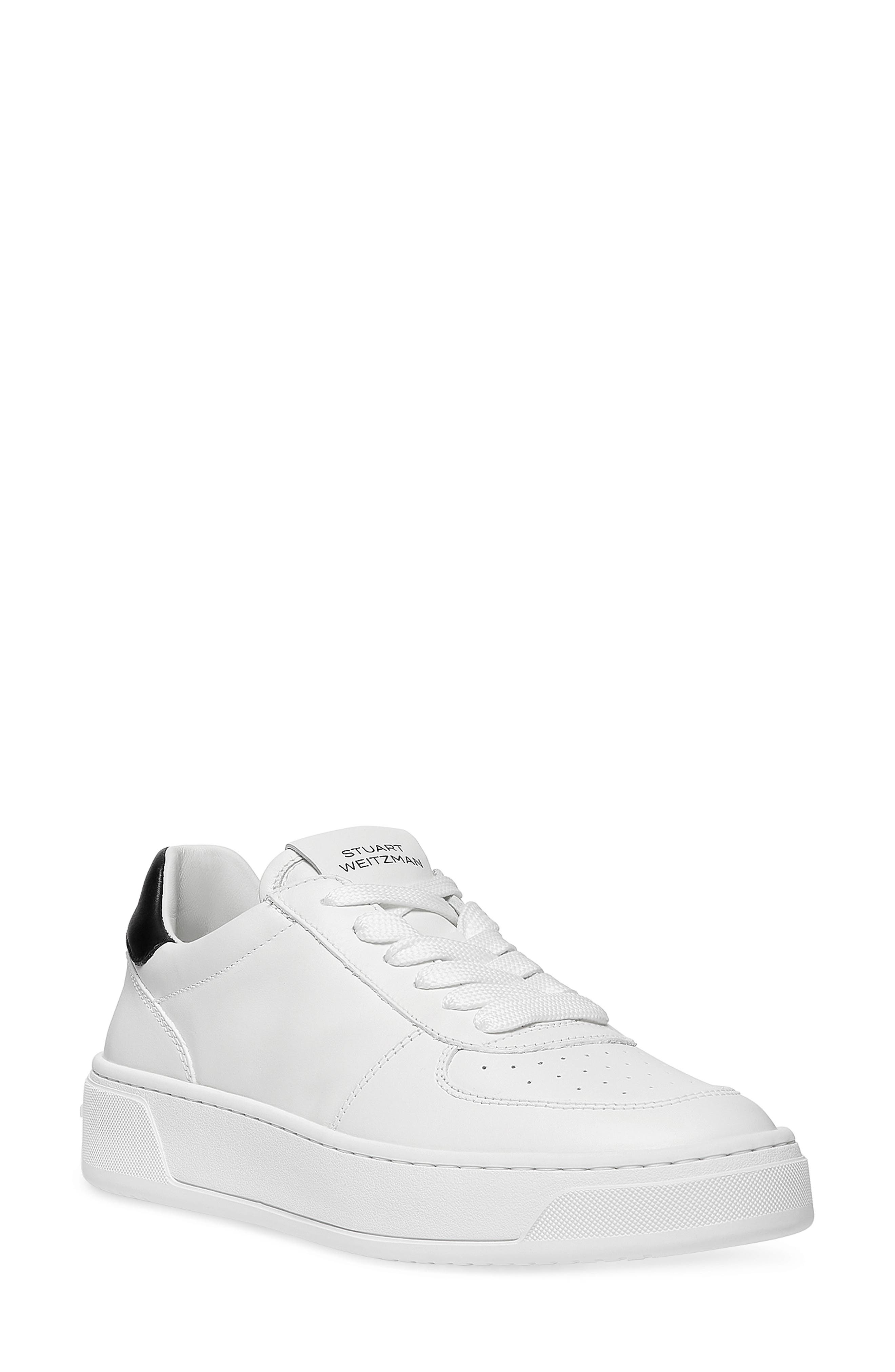 Stuart Weitzman Courtside Sneaker In White/black Leather