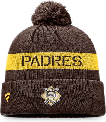 Women's Fanatics Branded Brown/Gold San Diego Padres Script Cuffed Knit Hat with Pom