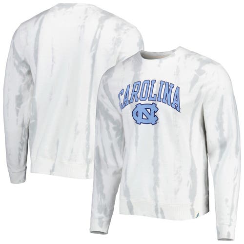 Men's League Collegiate Wear White/Silver North Carolina Tar Heels Classic Arch Dye Terry Pullover Sweatshirt