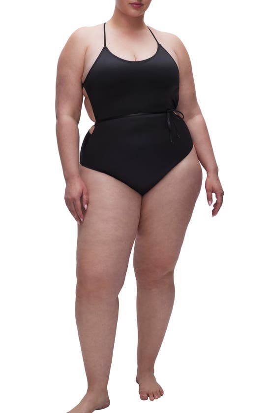 Shop Good American Vacay Strappy One-piece Swimsuit In Black001
