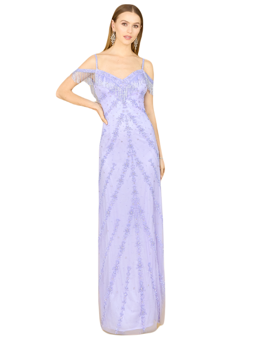 Shop Lara New York Candy Beaded Prom Gown In Blueiris