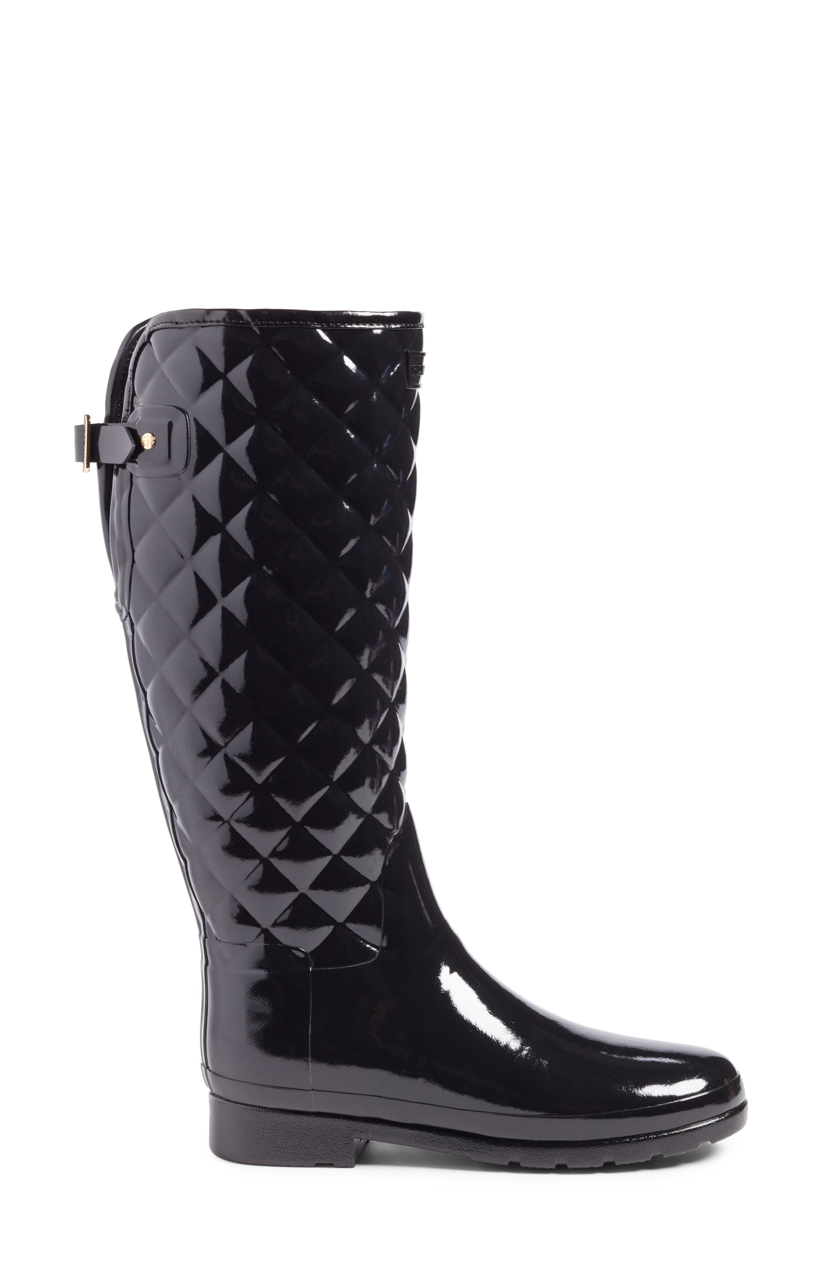 hunter refined high gloss quilted short rain boot