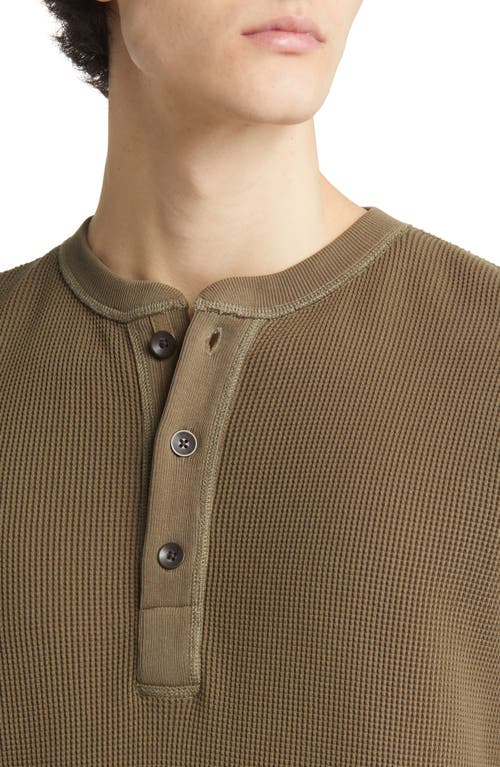 Shop Rag & Bone Garment Dyed Waffle Henley In Olive