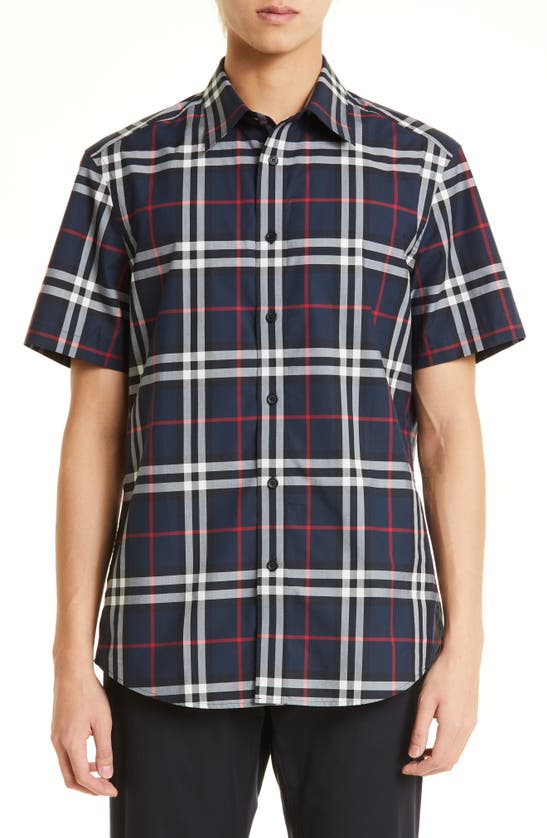 Burberry Caxton Check Short Sleeve Cotton Button-up Shirt In Multicolor