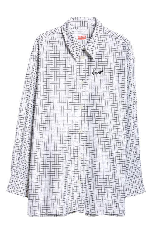 Shop Kenzo Oversize Weave Pattern Button-up Shirt In White