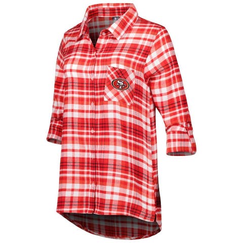 Men's San Francisco 49ers Antigua Scarlet/Gray Stance Flannel Button-Up  Long Sleeve Shirt