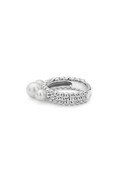 Shop Lagos Luna Pearl Caviar Band Ring In Silver/pearl