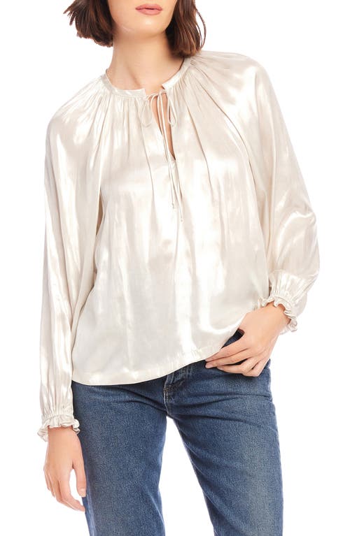 Shop Fifteen Twenty Willow Satin Peasant Top In Beige