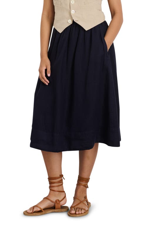 Linen A-Line Skirt in Dark Navy