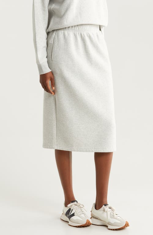 Shop Zella Cloud Fleece Midi Skirt In Grey Light Heather