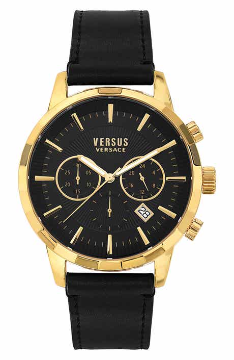 VERSUS Versace Men's 3-hand Quartz Leather Strap Watch, 44mm