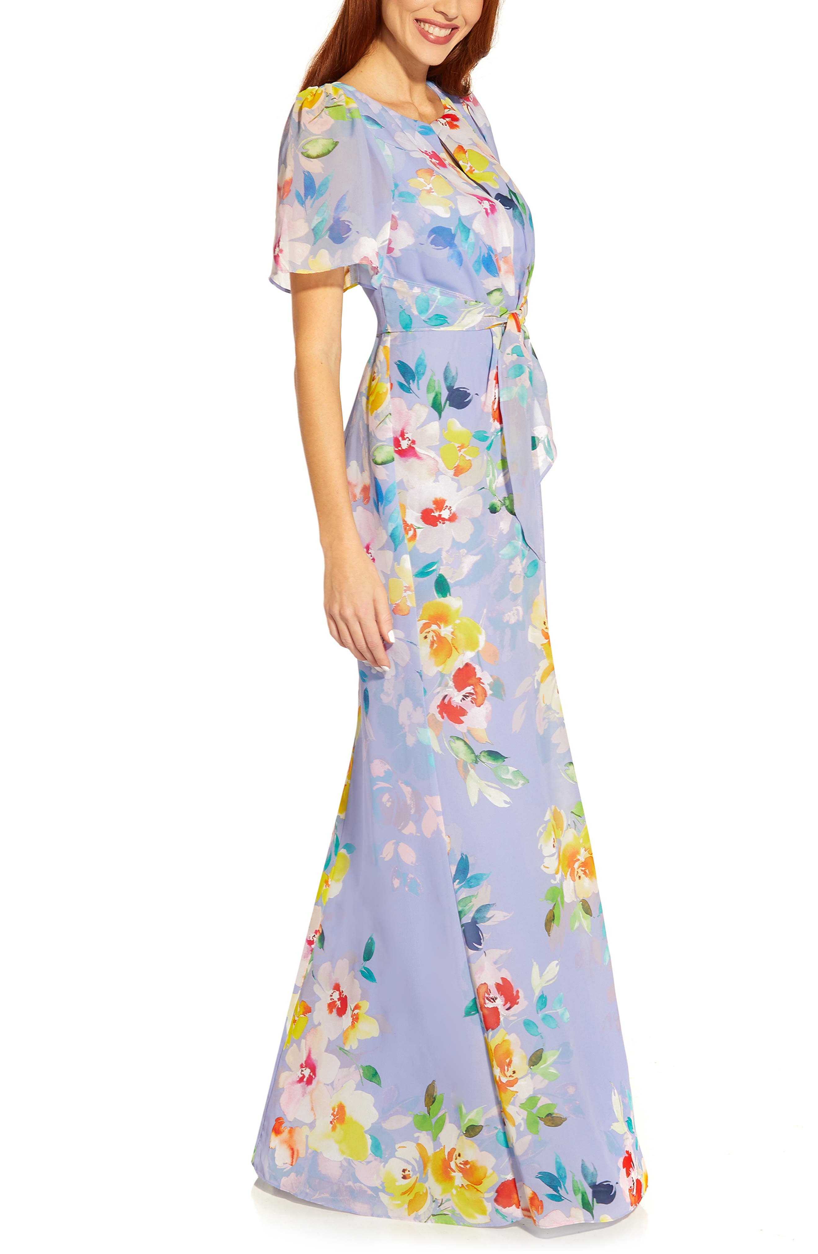 Adrianna Papell Floral Print Chiffon 