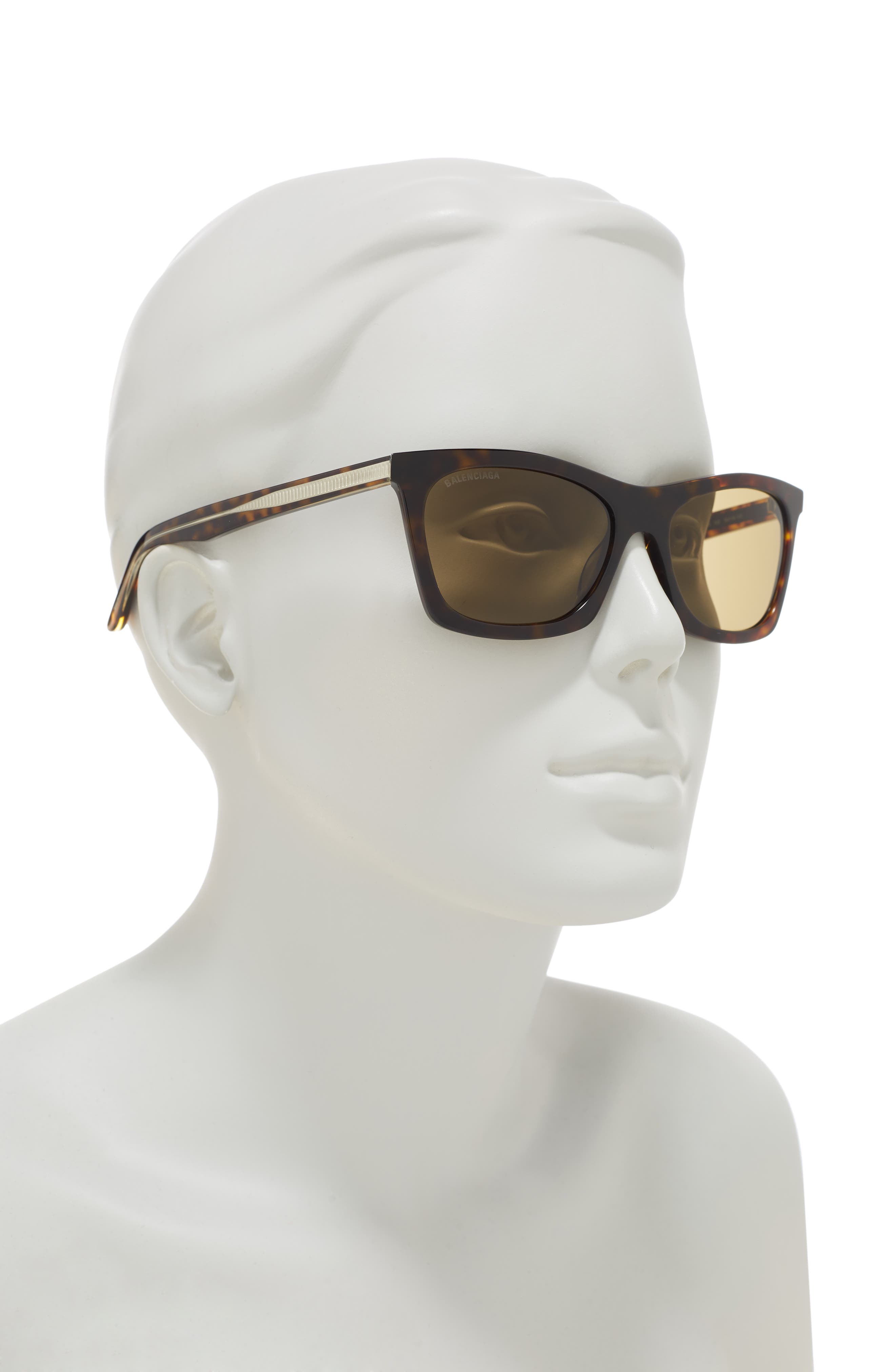 Balenciaga 54mm Core Square Sunglasses In Havana Havana Brown
