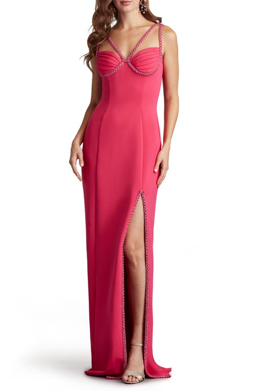 Bead Detail Body-Con Gown in Wild Pink