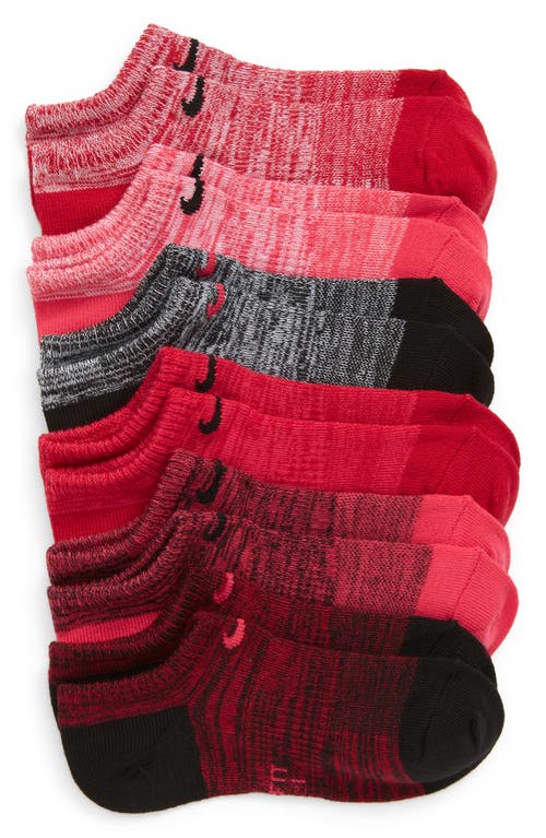 Nike 6-Pack Everyday Lightweight No-Show Training Socks in Red Multicolor