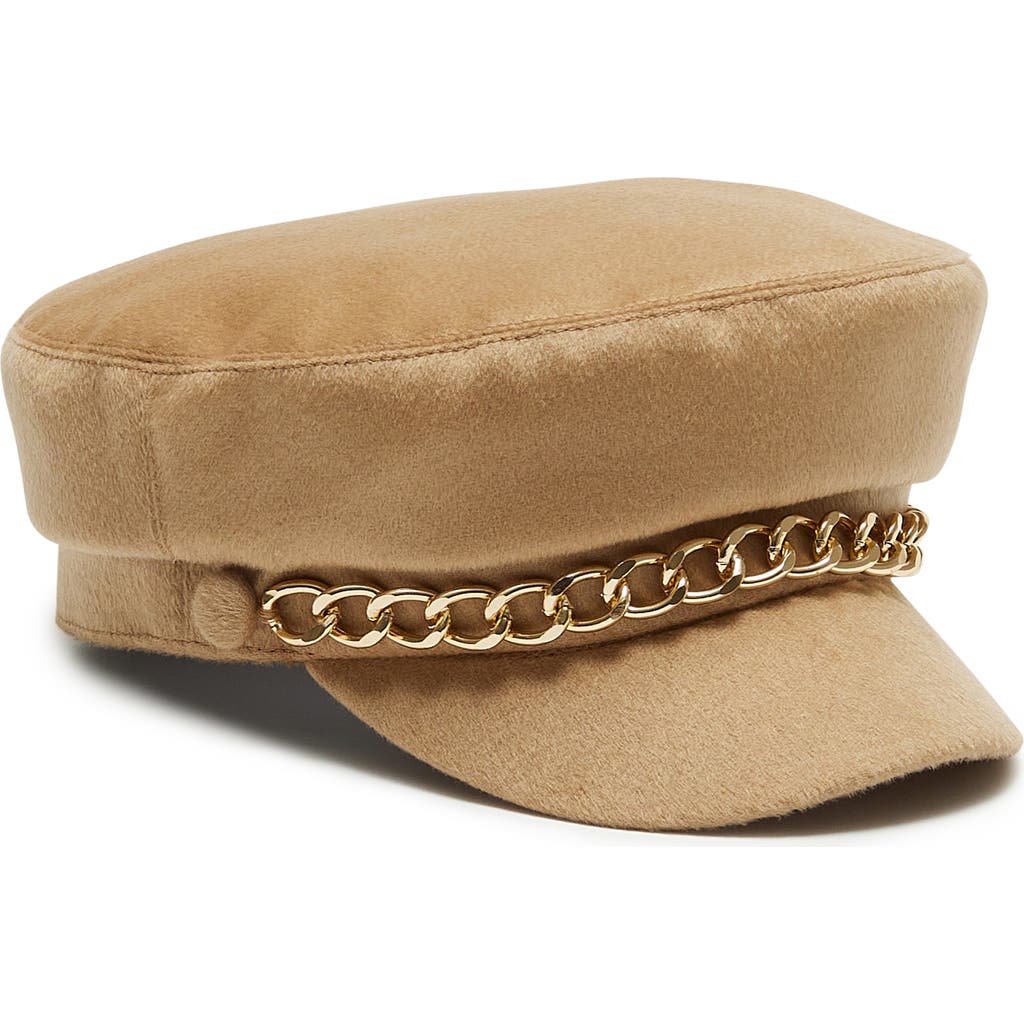 Eugenia Kim Marina Chain Cashmere Newsboy Cap In Camel