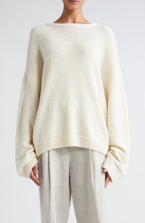 TOTEME Oversize Cotton Blend Chenille Sweater Cream at Nordstrom,