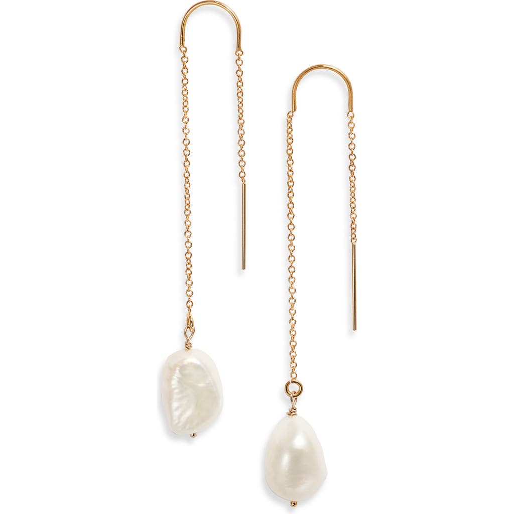Set & Stones Sabina Keshi Pearl Threader Earrings In White
