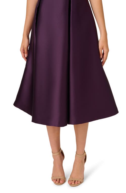 Adrianna Papell Sleeveless Mikado Fit & Flare Midi Dress In Luxe Plum