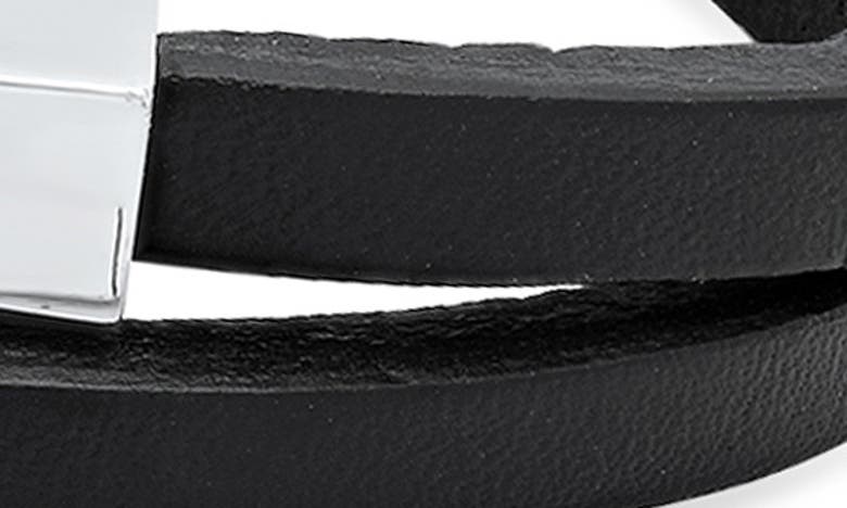 Hmy Jewelry Leather Wrap Bracelet In Silver/ Black