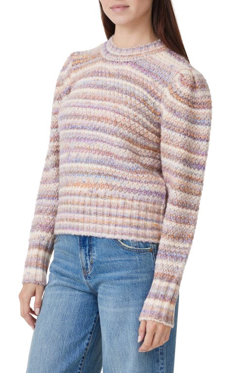 Shop Habitual Stripe Puff Shoulder Sweater In Mauve Combo