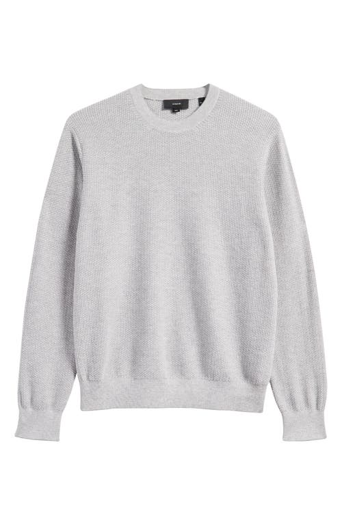 Vince Geometric Jacquard Wool & Cotton Blend Crewneck Sweater In Heather Grey/classic Cream