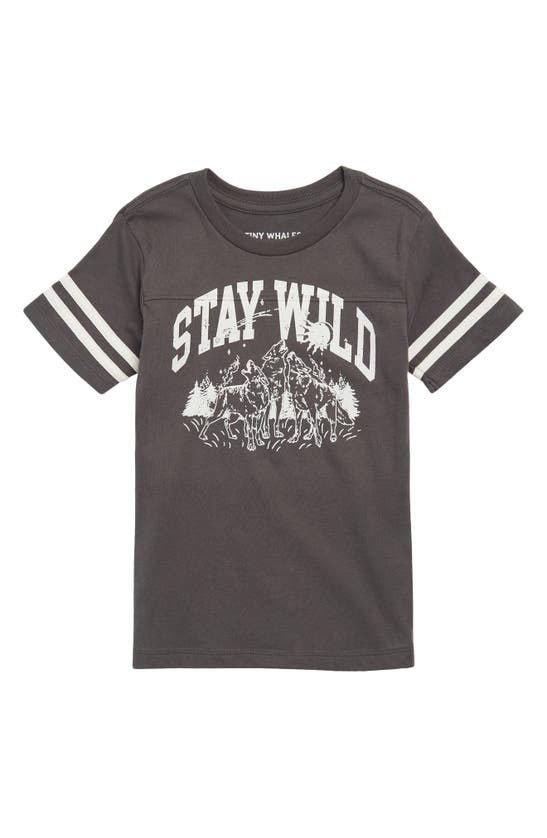 Shop Tiny Whales Kids' Stay Wild Graphic T-shirt In Black/ Natural