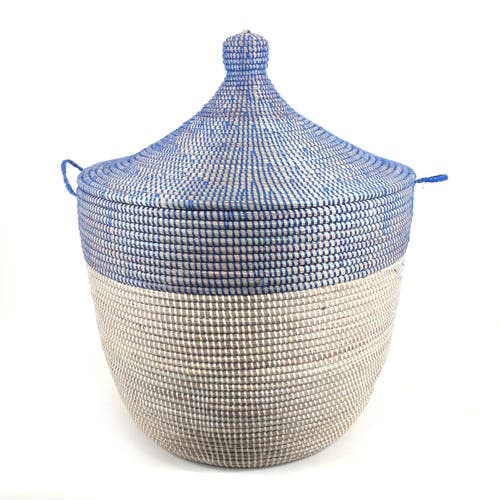 Mbare Dou Lid Storage Basket Two-tone Low Storage In Navy And White